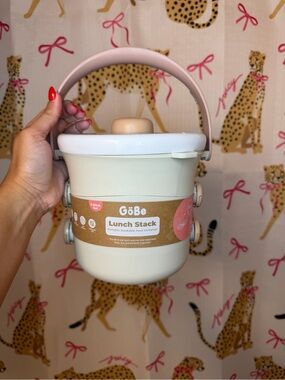 Cream & Pink Stackable Lunch Container with Handle
